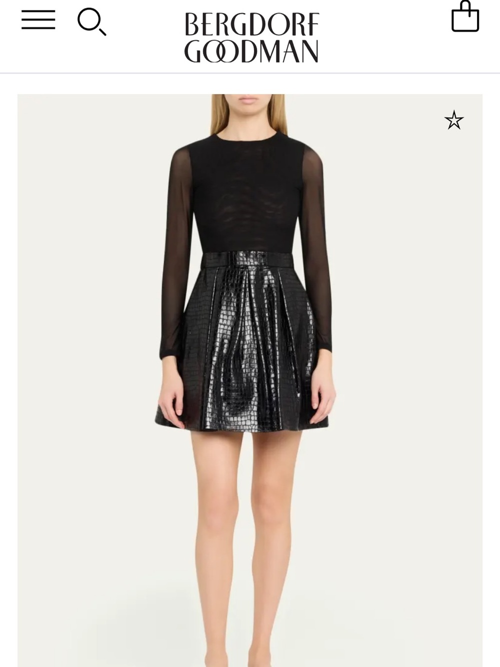 Alice + Olivia Black Character Faux Croc  Leather Dress
